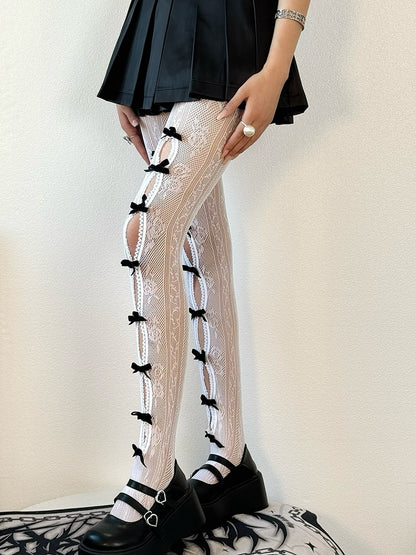 Design Y2K Options Tights Color Cut-out Bowknot 4 Details
