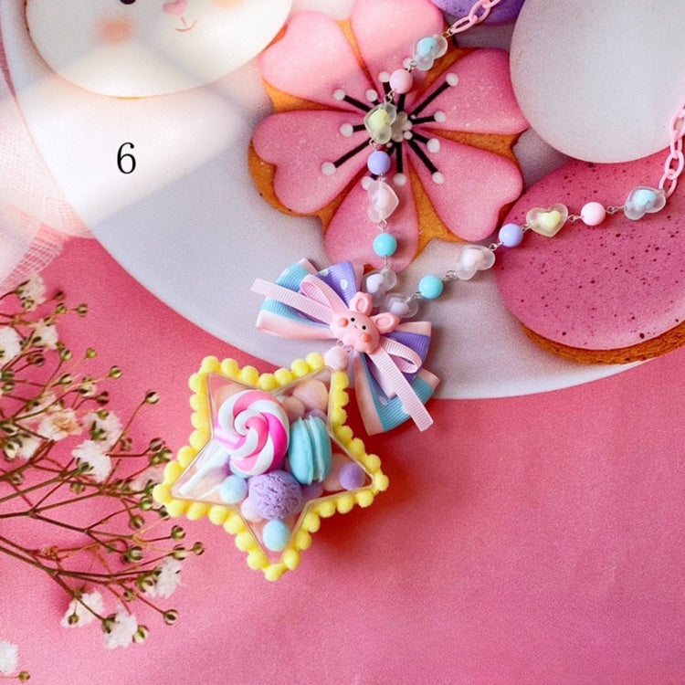 Colorful Bowknot Hairclip Badge Necklace Wristcuffs