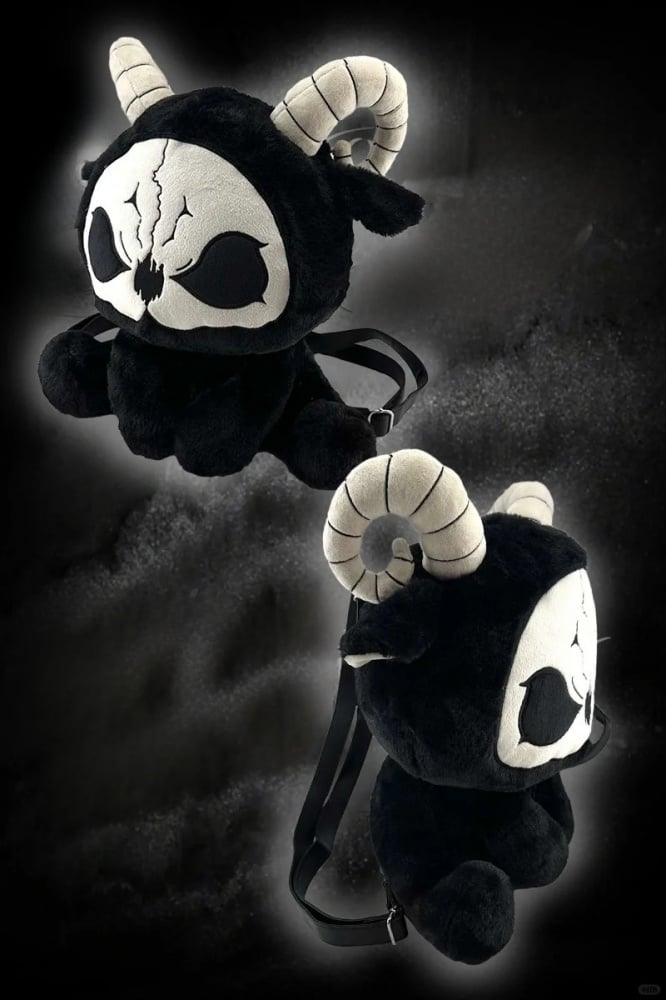 Black and White Grim Reaper Gothic Plush Backpack Bag