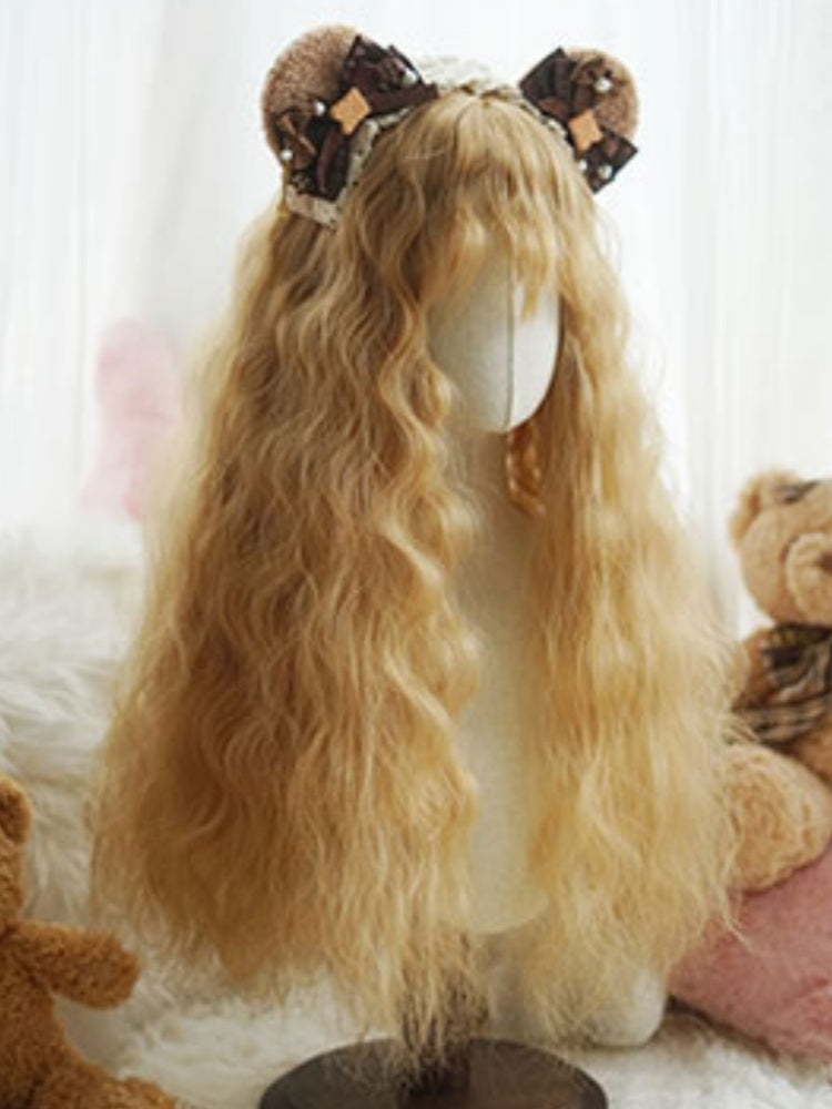Blonde Long Curly Wig With Bangs