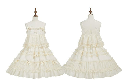 Robe Lolita en deux pièces avec nœud beige et volants