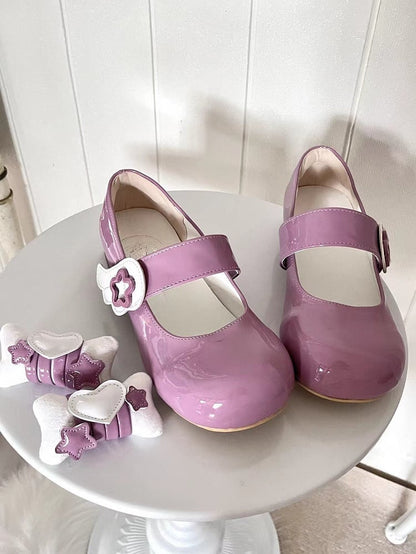 Jirai Kei Dark Purple Lolita Star Wing Mary Jane Shoes