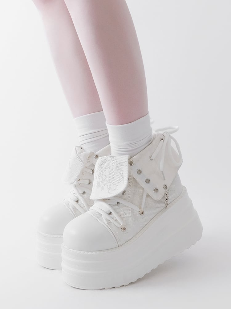 White Punk Spider Platform Sneakers