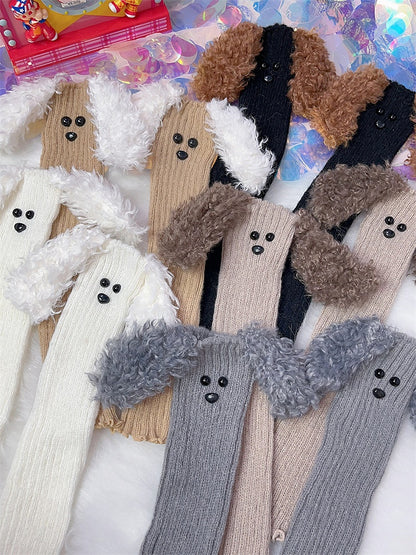 Puppy Ears Design Knitted Leg Warmers