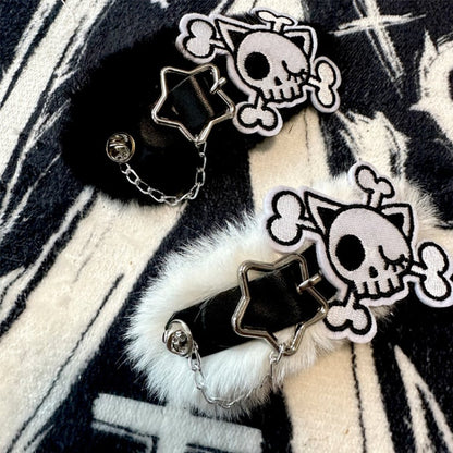 Black and White Skeleton Gothic Plush Hairclip