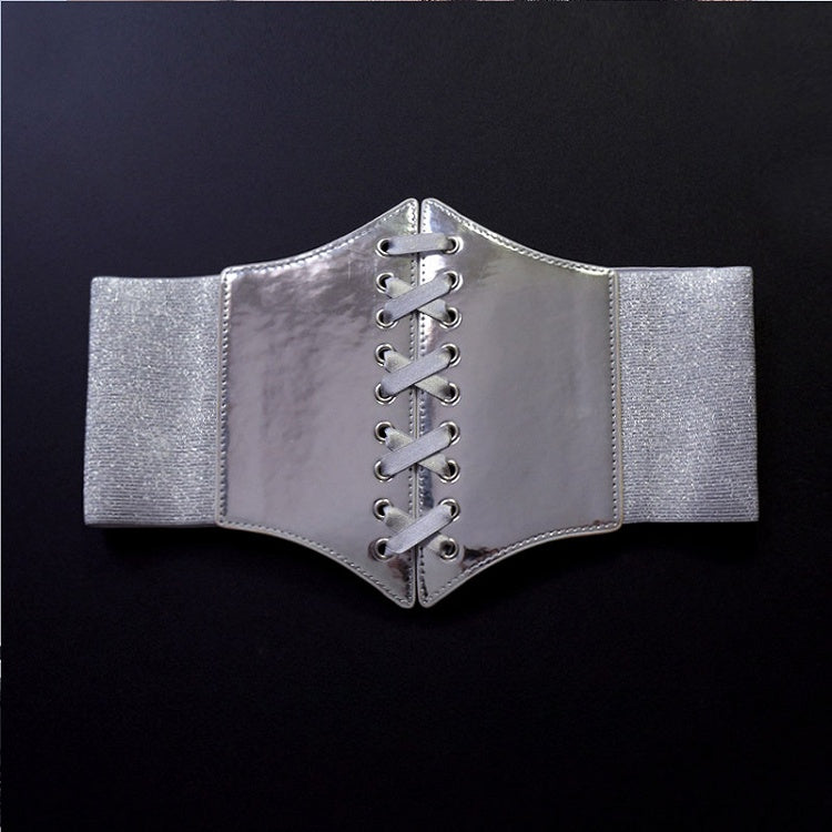 Ceinture corset à lacets argentée Cyberpunk Lolita