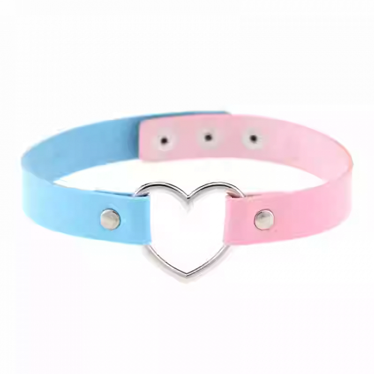 Collier ras du cou en PU avec anneau en forme de cœur