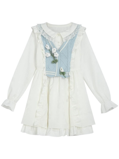 Ensemble Bellflower, robe chemise, jupe et gilet