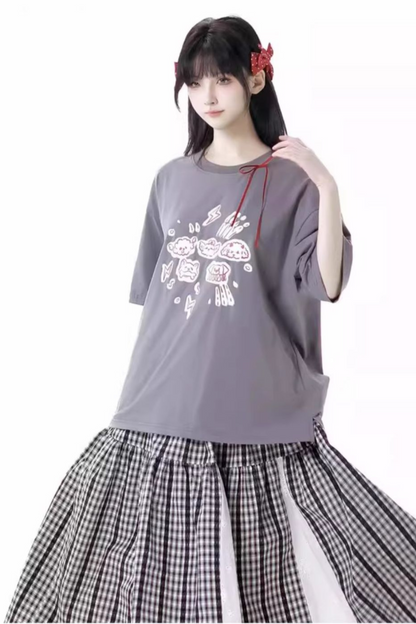 Skirt + Graffiti T-shirt Big Check Swing