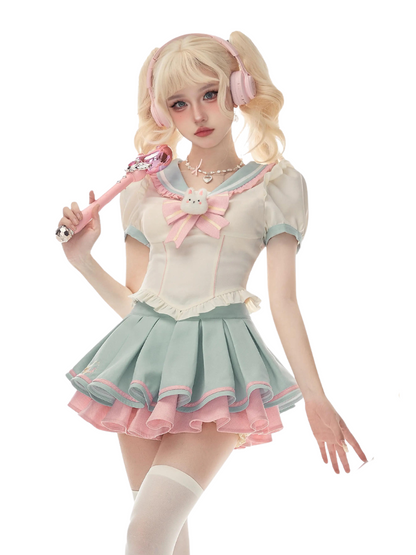 Chemise de marin à col glace + jupe d'eau de lapin