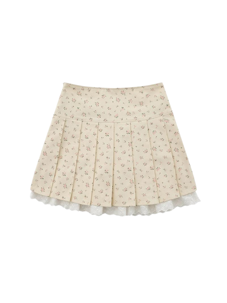Veste en dentelle plissée zippée, petite, courte/longue + jupe roulée