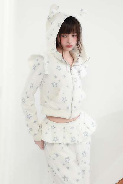 Hoodie Animal Ruffle Pants Loose Ear Hooded +