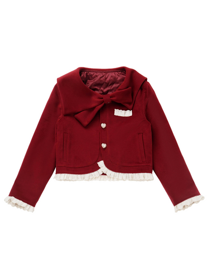 Veste courte à volants en ruban, support de chant, couleur foncée, motif chemise, jupe, costume