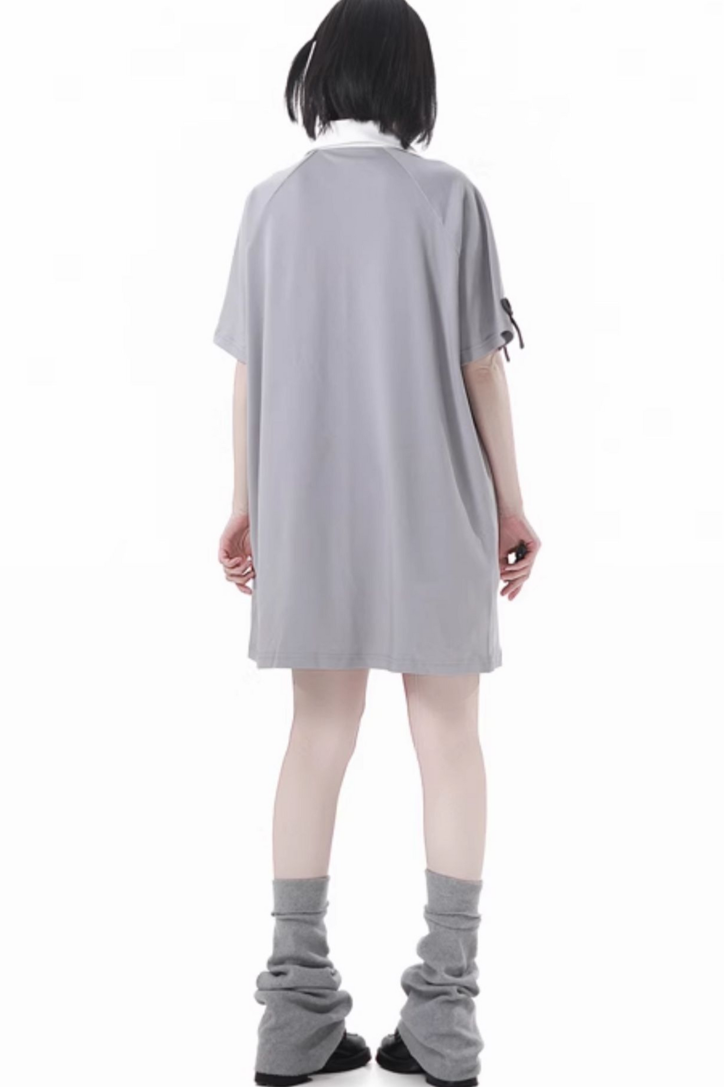 hooded skirt Lace-up top + loose t-shirt balloon