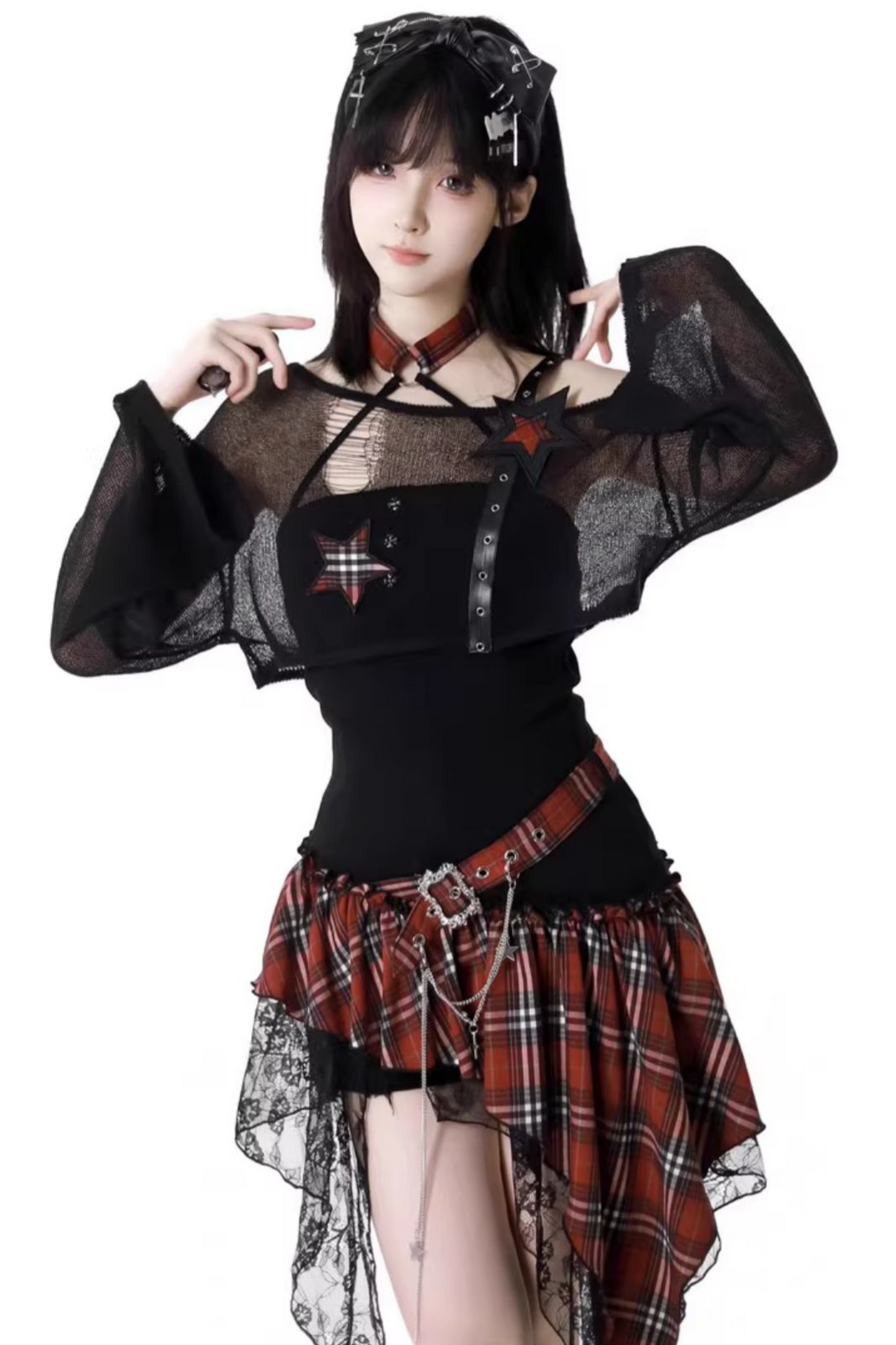 Chic Shoulder Rock Short One Dress + Shorts Top Check