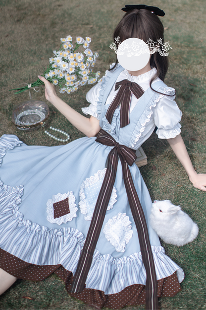 Schleifenhemd Retro-Haargummi Reservierungen + Brosche Alice-Stil Clip Rock Hosenträger