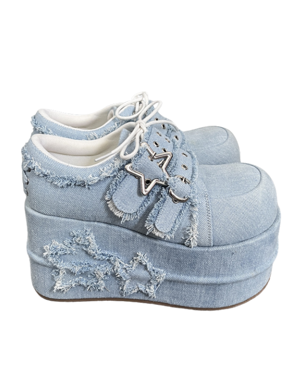 Denim Subculture Hot Girl Chaussures Plateforme Star
