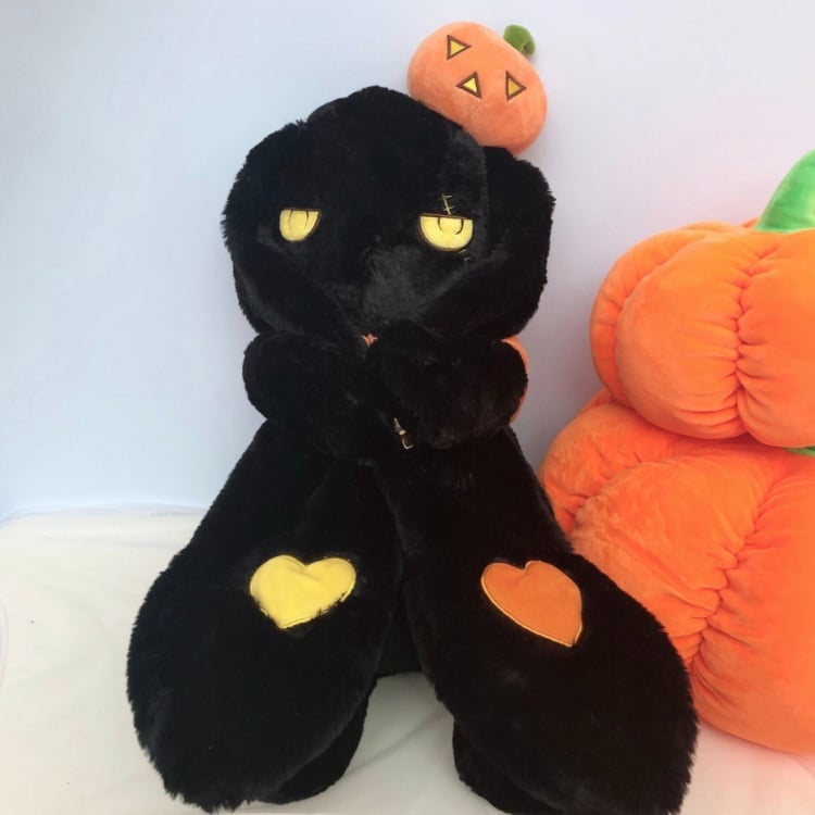 Mr Black Pumpkin Bunny Bag Plushie