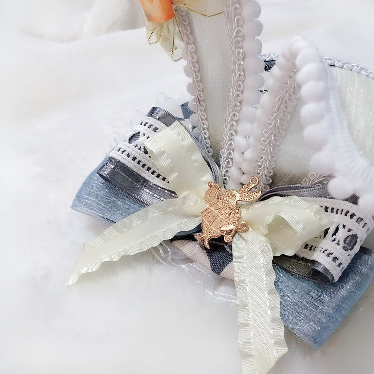 Wonderland Gray Mini Decorated Bunny Poker Ears Alice Vibes Hat in