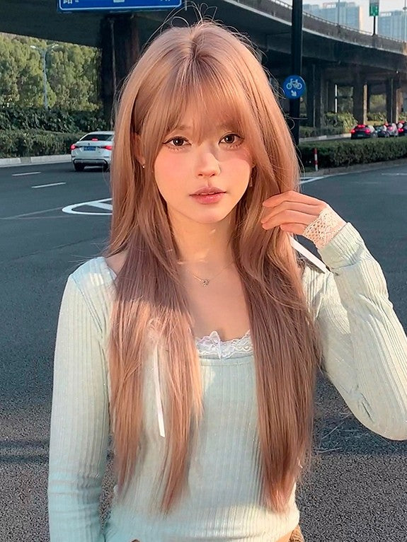 Brown With Length Straight Air Wig Bangs 70CM