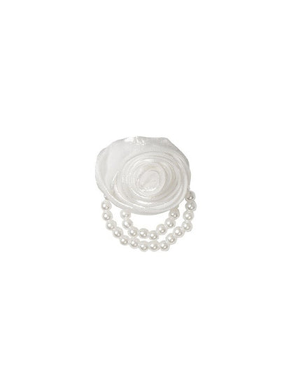 Pink Rose Brooch / Beige White