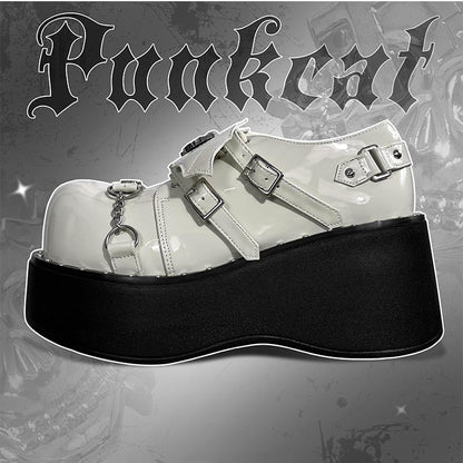 Goth Devil Wings Punk White Platforms Shoes