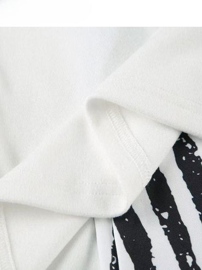 Striped Sleeves WhiteBlack Top Design Print Pattern Neckline Long Off-the-shoulder