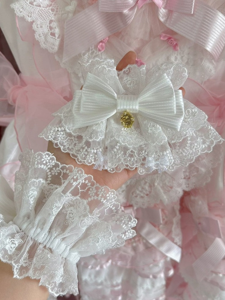 Pink/Purple/Blue/Red/White Bowknot Design Wrist Cuffs Floral