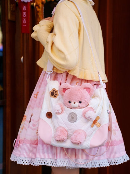 Design Crossbody Cut-out WhitePink Bag