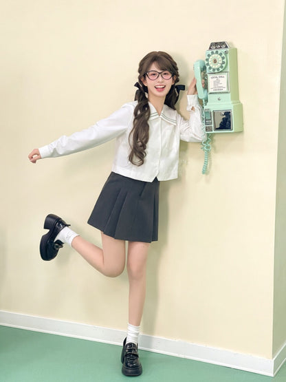 White Sailor Collar Preppy JK Uniform Shirt