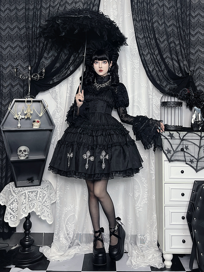 Gothic Lolita Kuro Black Lace Trim Bonnet