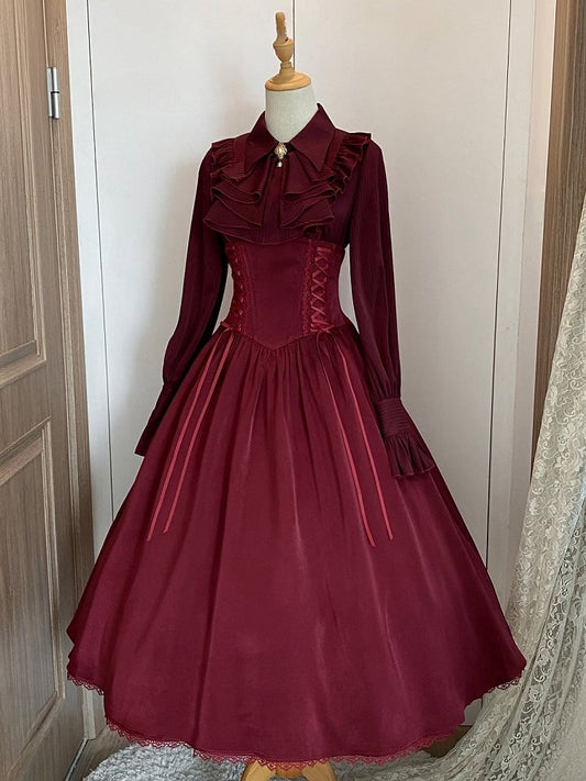 Super Skirt Red Lolita Reversible Boned Elegant Waist High
