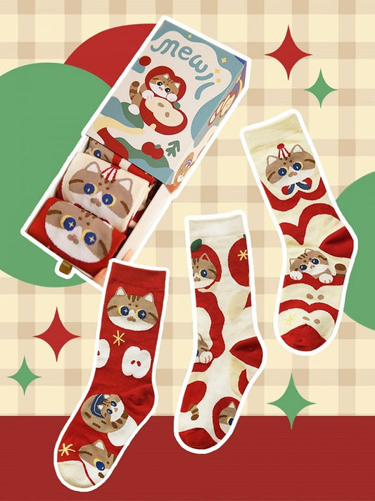 Ensemble de chaussettes à imprimé chat mignon