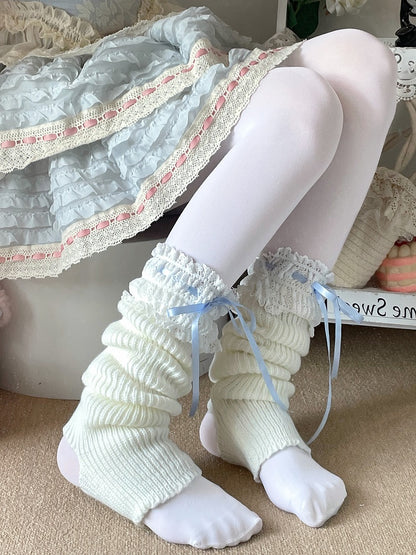 Lolita Knitted Leg Warmers Cuffs Color 7 Options Lace