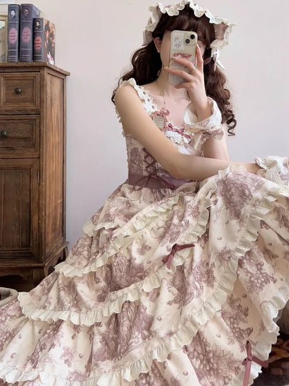 Print Changeable Detachable Lolita Dress Length Dusty Purple Grapes Hem