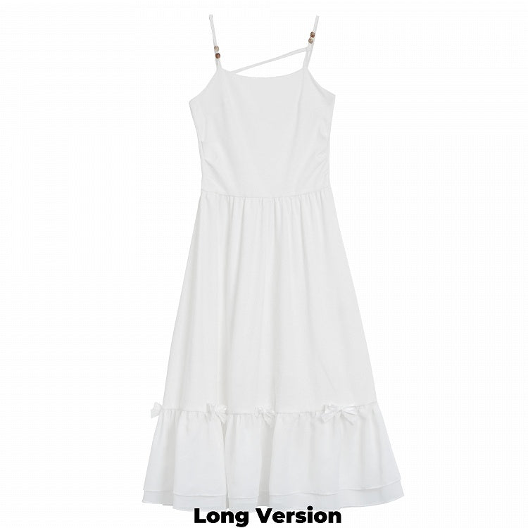White Bowknot Details Slip Dress Short/Long Version