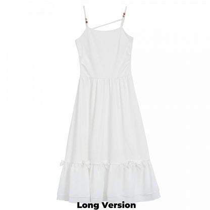 White Bowknot Details Slip Dress Short/Long Version