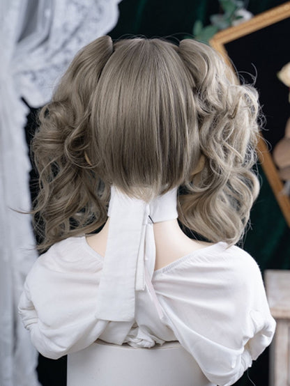 Brown Claw Double Clips Ponytail Gray Wig Length With 30CM Synthetic