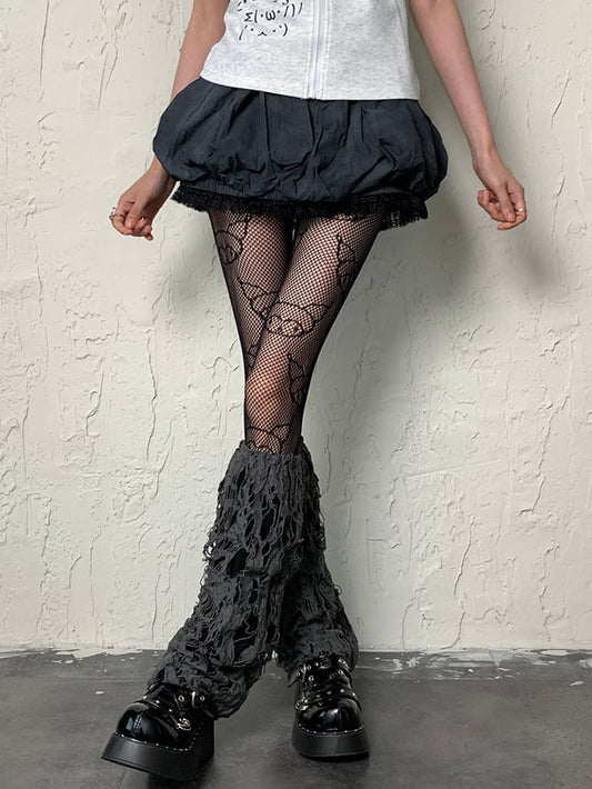 Leg Warmers Punk Gray Cut-out Design Wasteland