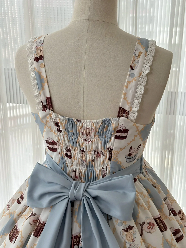 Robe Lolita taille haute à imprimé lapin Alice au pays des merveilles