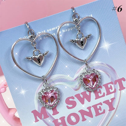 Pompons & Rhinestone Detail Jirai Kei Ear Clips