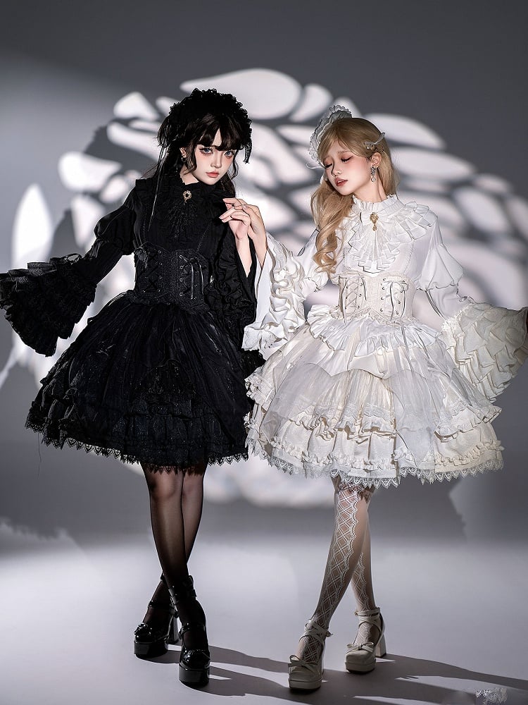 Overlay Handkerchief Shiro Jacquard White Gothic Skirt Lolita