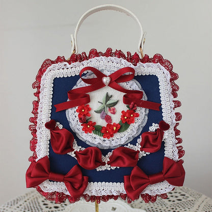 Lace Lolita Adorned Handbag and with Bows – Options Flower 9 Ribbon Color Elegant Classic