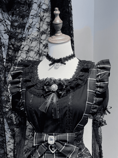 Jirai Kei Short Sleeves Blouse with Free Choker