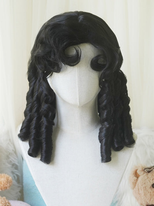Black/Light Blonde/Pink/Dark Brown/Blonde Above Bust Length Wig With Roman Curly Bangs