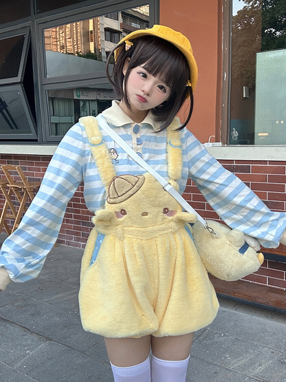 Little Chicken Blue Striped Long Sleeves Top