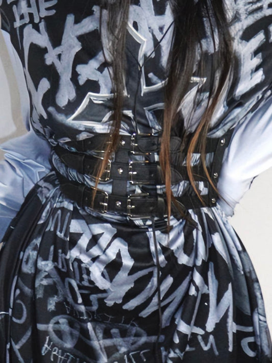 Schwarzer Modegürtel Taille Gyaru