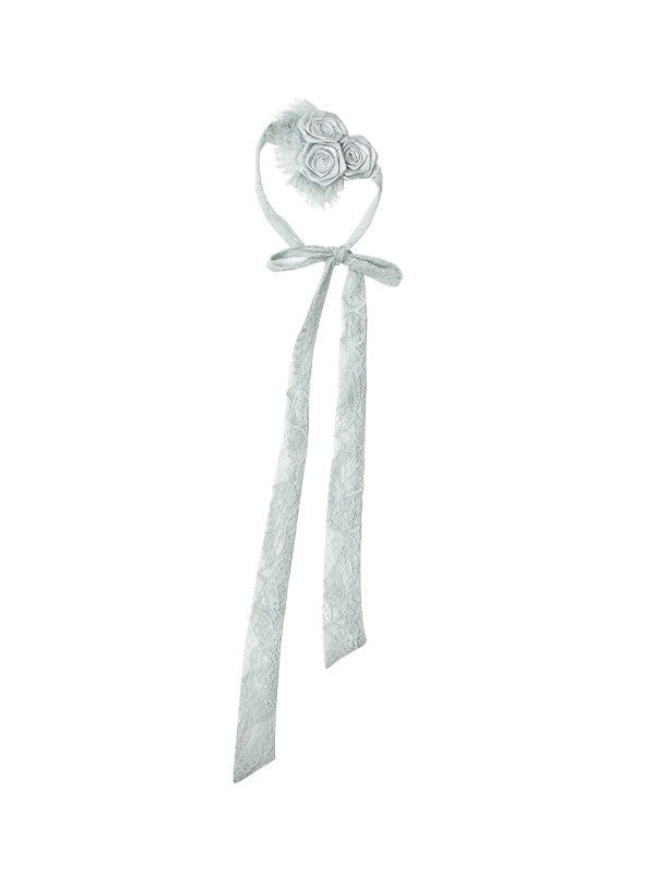 Gray Roses Self-tie Lace Choker