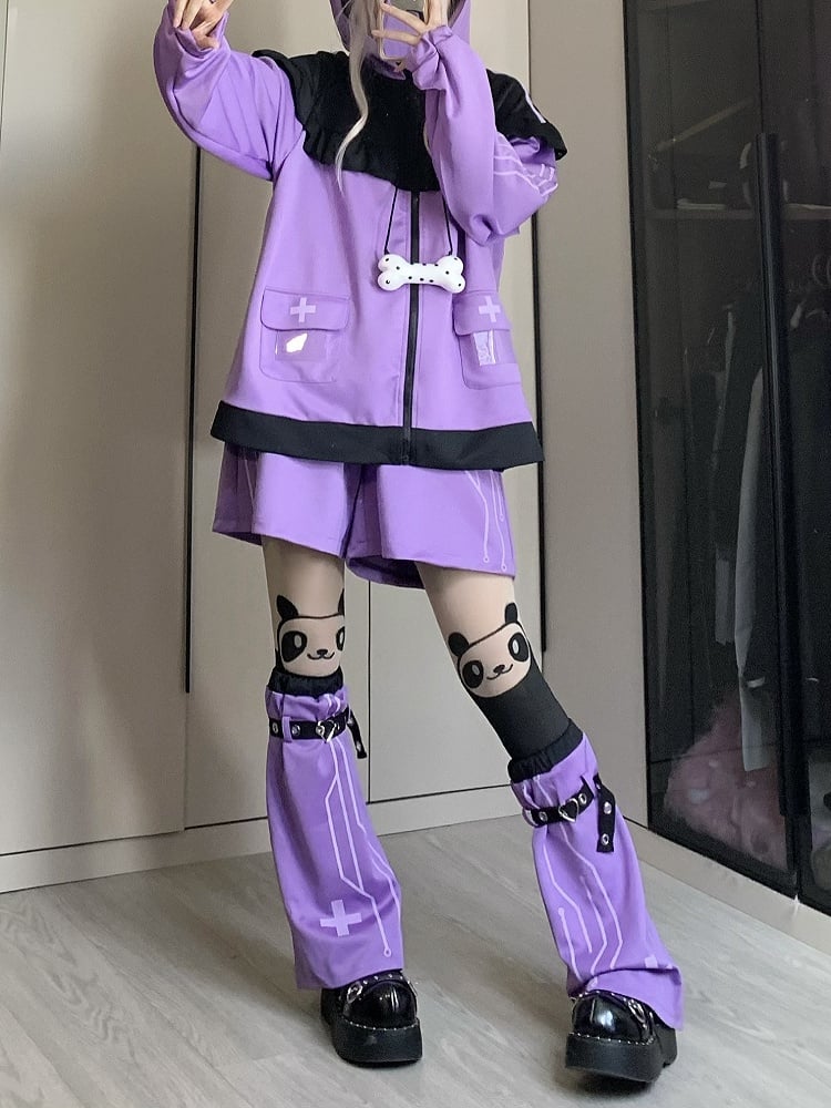 Yami Kawaii Purple&Black Cyberpunk Shorts