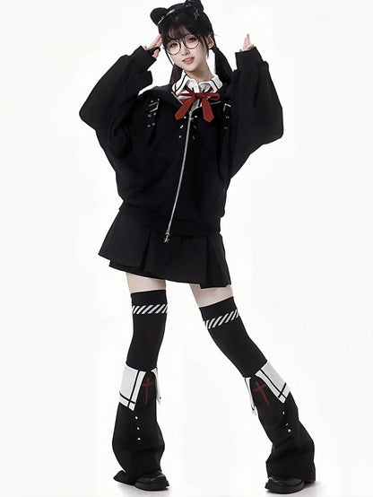 Black Cross Studs Decorated  Leg Warmers